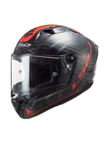 LS2 FF805 Thunder Carbon Sputnik metal rojo brillante Casco de moto de competición integral