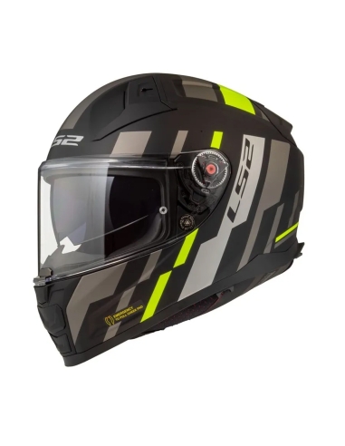 Casco deportivo de moto LS2 FF811 Vector II techbot titanio mate H-V amarillo integral