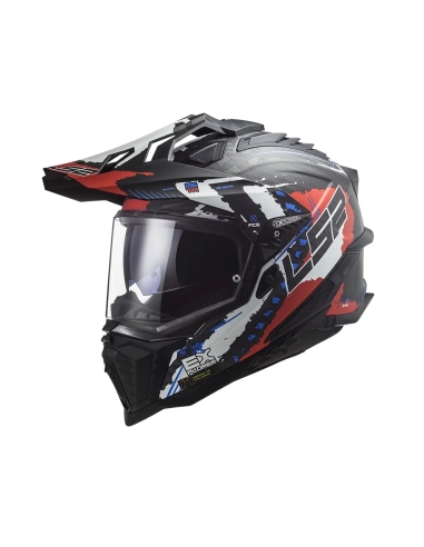 LS2 MX701 Explorer extende rojo mate on/off road casco de moto deportivo de aventura