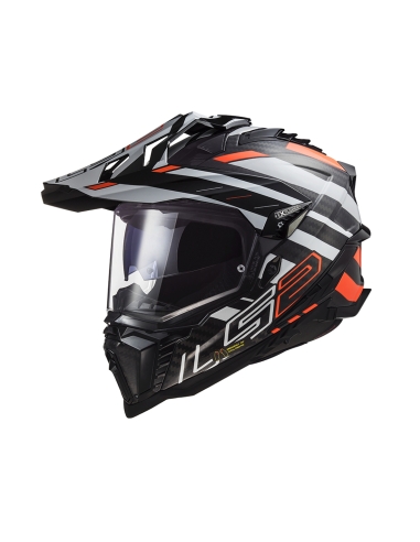 LS2 MX701 Explorer C Edge Nero Arancione Fluo Casco moto avventura