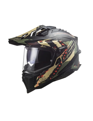 LS2 MX701 C Explorer Extend capacete verde militar mate para motas de aventura