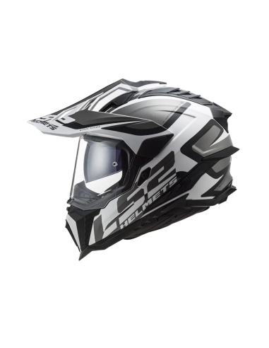 LS2 MX701 Explorer Alter Casco da moto avventura bianco nero opaco