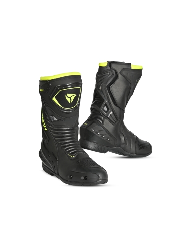 R-TECH - Botas Piel Tornado 2.0 Negro/Gris/Amarillo Fluor