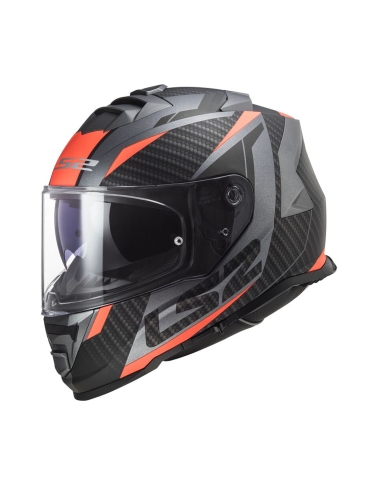 Casco integral de moto LS2 FF800 Strom II Racer naranja titanio mate