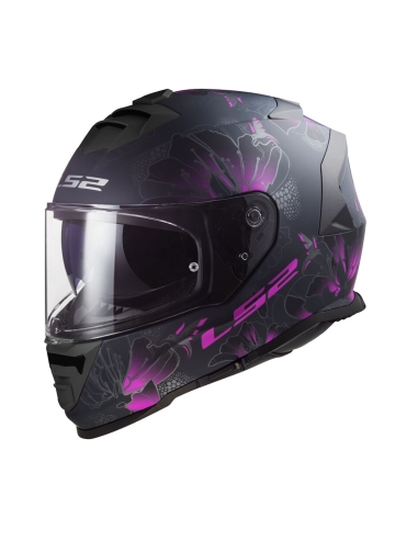 LS2 FF800 Strom II Burst matt black pink full face road crash motorbike helmet