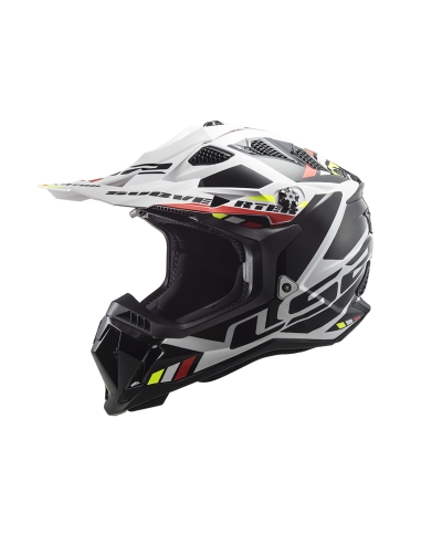 Capacete de Motociclismo Off Road LS2 MX700 Subverter evo stomp Branco Preto