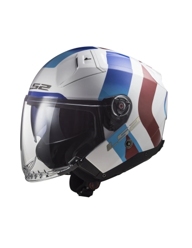 LS2 OF603 Infinity II Special GL White Blue Jet Open Face Scooter Motorbike Jet Helmet