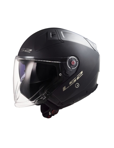 LS2 OF603 Infinity II massiver mattschwarzer Jet-Motorradhelm mit offenem Gesicht