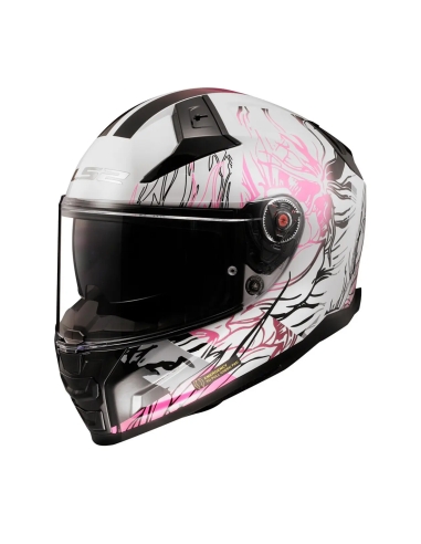 LS2 FF811 vector II darflo brillant blanc rose casque de moto de sport intégral