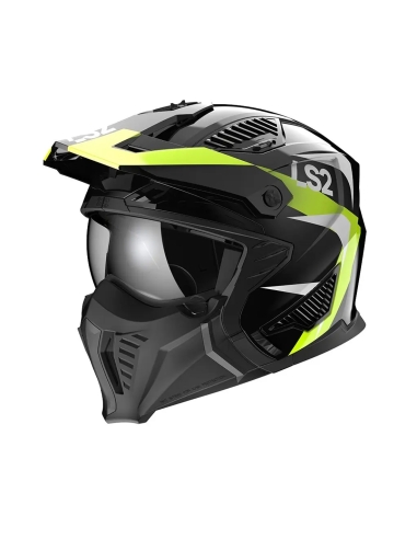 LS2 OF606 Drifter Triality H-V Yellow Casque moto modulable Jet Open Face