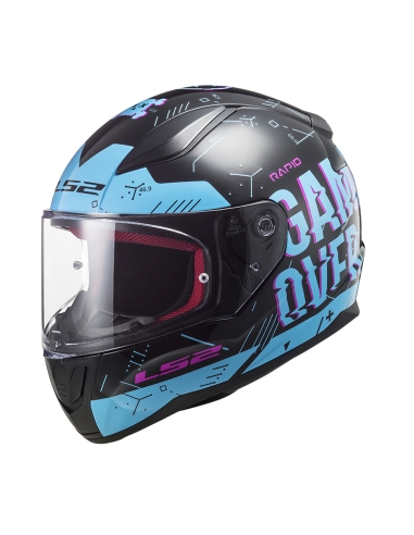 LS2 FF353 Rapid Player Negro Azul Cielo Casco Completo Deportivo Touring Motocicleta