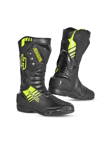 Shua Super Tech Bota para Motocicleta - Preto/Amarelo Fluor