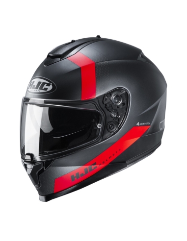 HJC C70 EURA MC1SF  Full Face Double Visor Motorcycle Helmet Black Red Matt