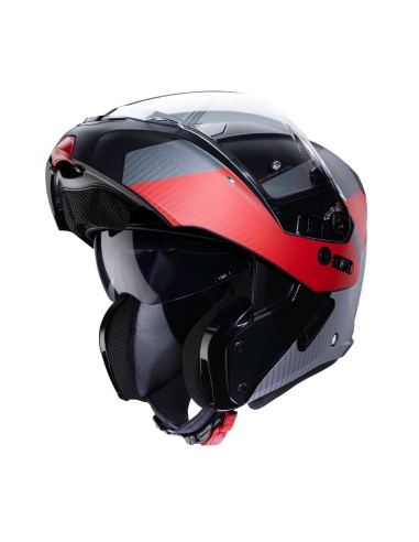 Caberg Horus SCOUT noir mat rouge anthracite on road casque moto flip front