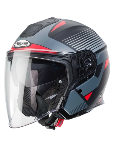 Casco Jet Caberg Flyon Moto Urban Riding Rosso Anthra Argento