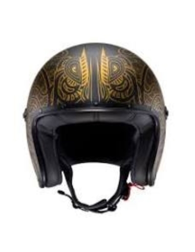 CABERG-Casco Freeride Maori MATT schwarz/goldener Touren-Motorradhelm mit offenem Gesicht