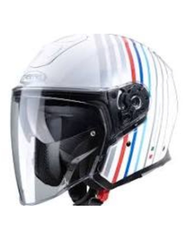 CABERG-Casco Casque moto ouvert Flyon Bakari blanc argent