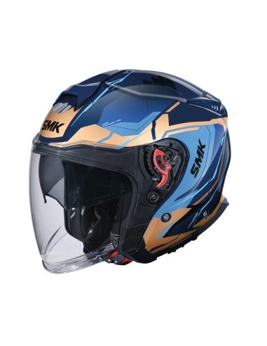 SMK Gtj escape decorated gloss blue golden GL575 urban touring open face motorbike helmet