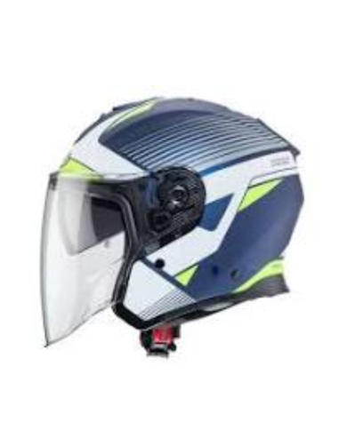 CABERG-Casco Casque moto de tourisme Flyon Rio bleu mat à face ouverte