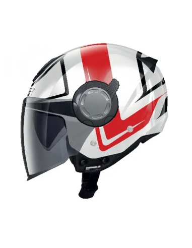 Givi 12.4 Future Stripes weiß-roter Jet-Roller-Motorradhelm mit offenem Gesicht