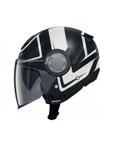 Casco de moto abierto Givi 12.4 Future Stripes negro mate blanco jet estilo deportivo