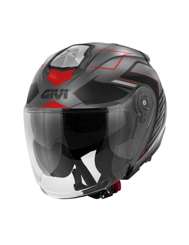 Givi X.25 Graphic Trace Scooter Street Riding Jethelm Matt Titan Schwarz Rot