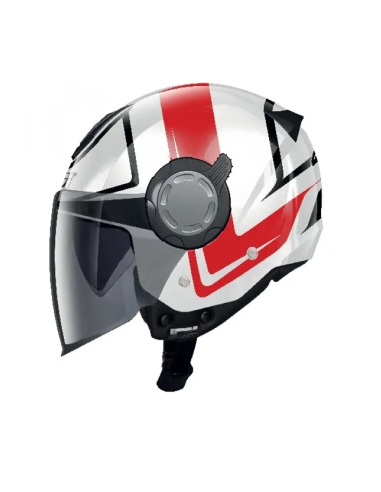 Givi 12.4 Future branco vermelho jato rosto aberto capacete de motocicleta estilo urbano