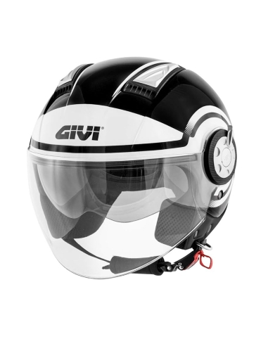 GIVI 11.1 Air Jet-R Round Schwarz-weißer Abenteuer-Touring-Motorradhelm mit offenem Gesicht