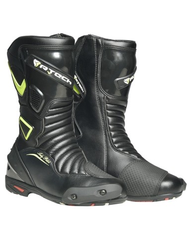 R-Tech Lady Pilot Motorcycle Leather Boot Black/Fluro Yellow