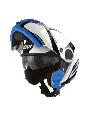 Givi X.21Challenger Spirit Weiß Schwarz Blau Sport-Motorradhelm mit Klappfront