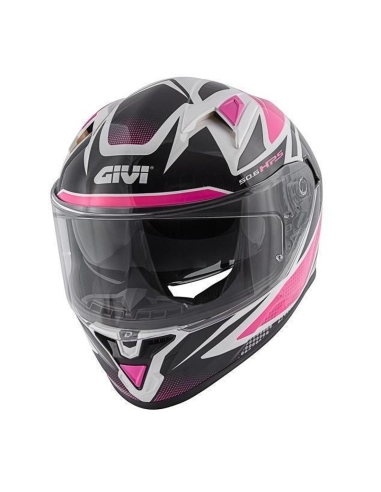 Casco moto integrale da turismo Givi 50.6 Stuttgart Follow Nero Bianco Fucsia