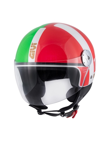 GIVI Casque Jet moto équitation urbaine 10.7 MINI-J ROUGE BLANC VERT