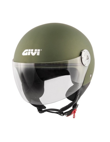 Givi 10.7 MINI-J Solid Green Demi-Jet Street Riding Motorcycle Helmet