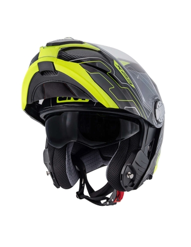 Givi X.23 Sydney Protect Black casco de moto tour flip front amarillo titanio