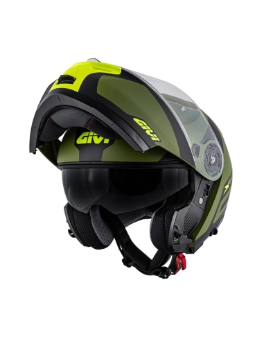 GIVI X.21 Challenger Spirit Schwarz-grün-gelber Motorradhelm mit Klappfront