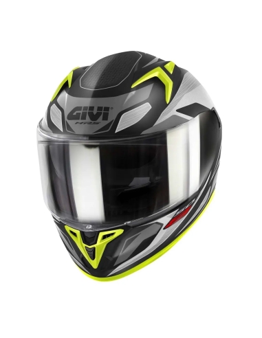 GIVI 50.8 BRAVE SCHWARZ MT TITAN GELB VOLLGESICHTS-MOTORRAD-RENNHELM