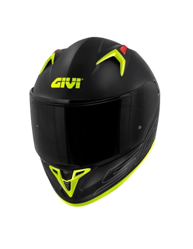 Casco moto sportivo integrale Givi 50.9 atomic solid nero mt argento giallo