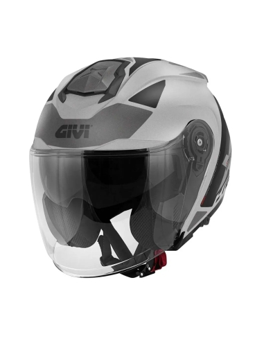 Casco jet da scooter da strada GIVI X.25 Target Titanium nero argento jet