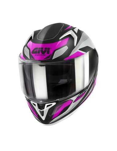 CASCO INTEGRALE MOTO DA CORSA GIVI 50.8 BRAVE LADY NERO ARGENTO ROSA