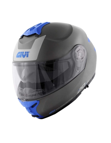 givi x20 expedition evo azul prateado capacete integral modular para motas