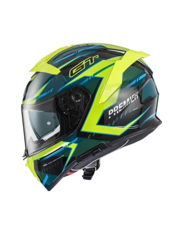 Casque de moto intégral de tourisme Premier Devil Bleu/Jaune EV6