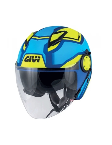 Givi 12.3 Stratos Shade Blue Metallic Matt Yellow casque moto jet jet ouvert