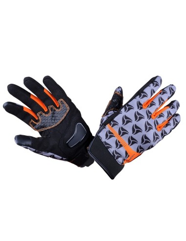 R-Tech Leopard Gant de moto Noir/Orange Fluro