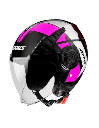 Axxis OF513 Metro B8 Cool brillant rose noir casque de moto jet d'équitation de rue