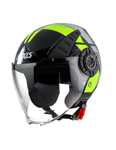 Axxis OF513 Metro B3 Cool Jaune mat Noir sur route casque scooter demi jet