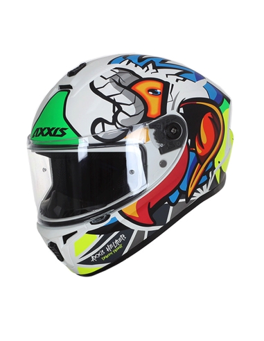 Axxis Casque de moto intégral FF112C Draken S Parrot A0 blanc mat