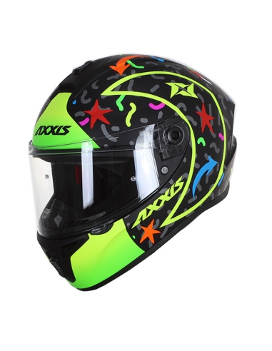 Axxis FF112C Draken S Crazy A3 Matt Fluor Gelb auf Straßenmotorradhelm