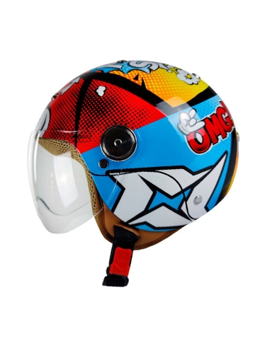 AXXIS Puppy B103D Comic A5 glänzend roter Jet-Rollerhelm mit offenem Gesicht