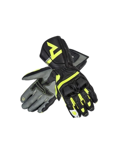 REBELHORN - GUANTES PIEL ST LONG BLACK/GREY/FLO RED