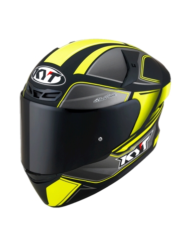 Casque de moto intégral KYT tt course tourist jaune fluo mat